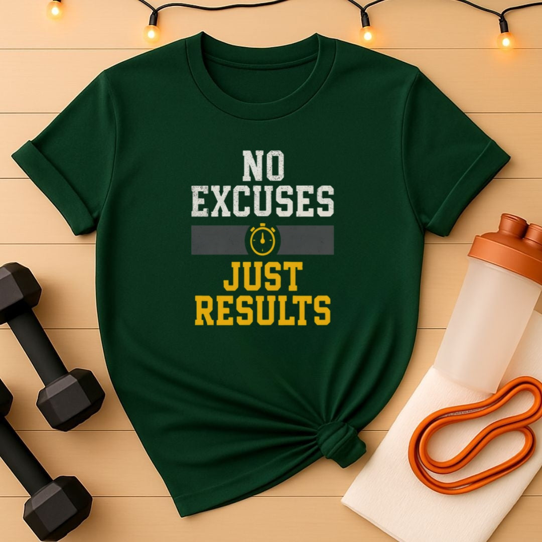 No Excuses Just Results T-Shirt - Stopwatch Edition