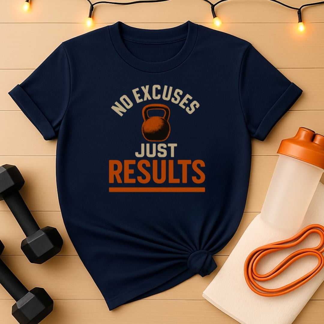 No Excuses Just Results - Vintage Kettlebell T-Shirt