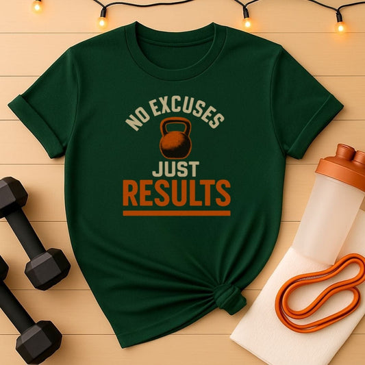 No Excuses Just Results - Vintage Kettlebell T-Shirt