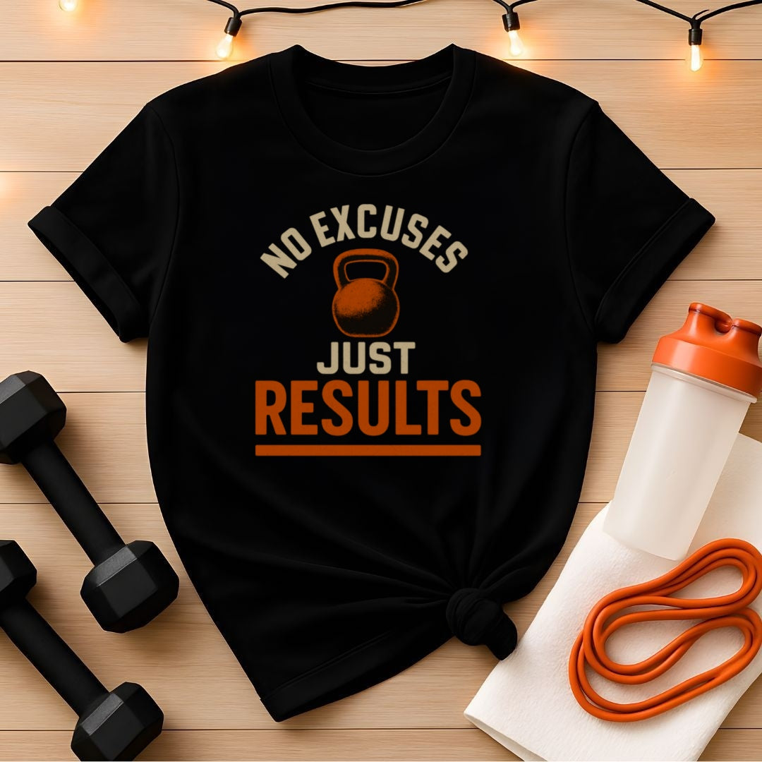 No Excuses Just Results - Vintage Kettlebell T-Shirt