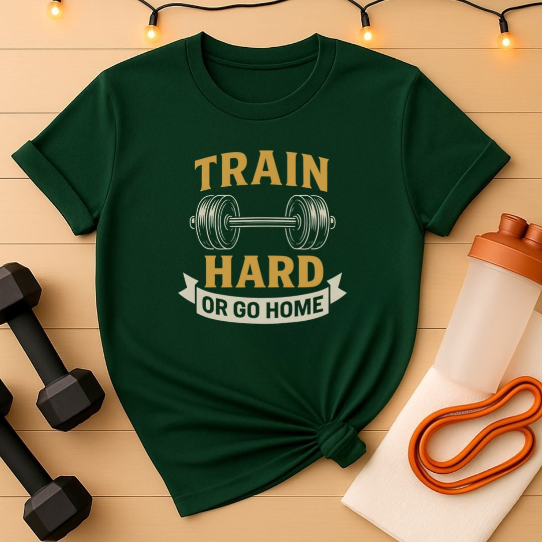 The Train Hard or Go Home tee - Barbell Motivational Tee
