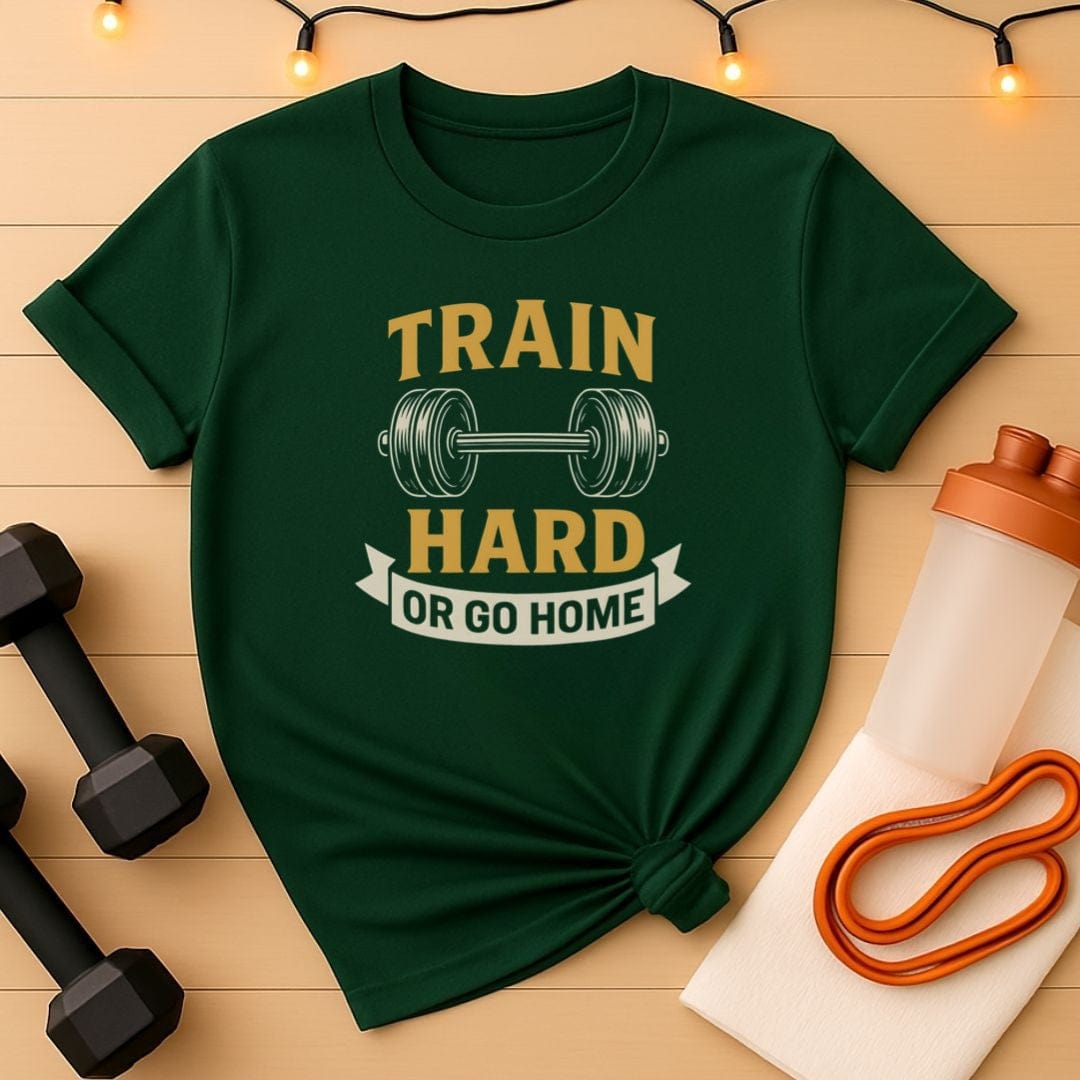 The Train Hard or Go Home tee - Barbell Motivational Tee