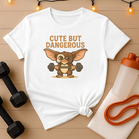 Cute But Dangerous Retro Mogwai Lifting Gym T-Shirt