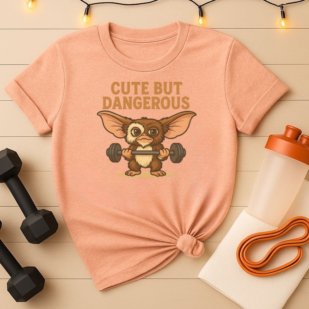 Cute But Dangerous Retro Mogwai Lifting Gym T-Shirt