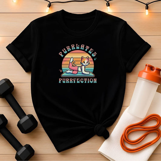 Purrlates Purrfection Anime Cat Pilates T-Shirt
