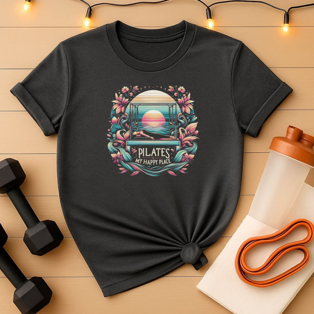 Pilates Is My Happy Place – Floral Reformer Sunset Tee