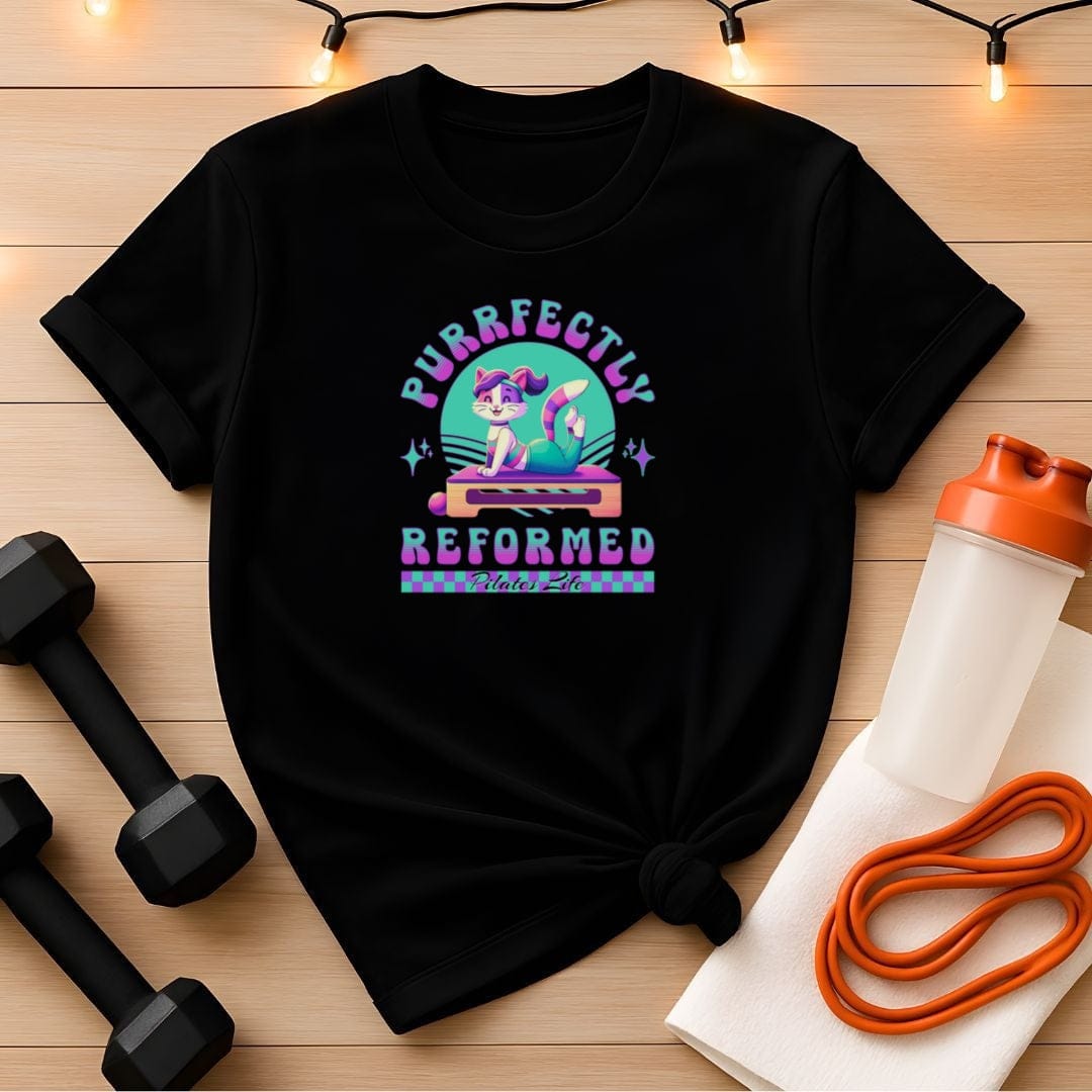 Purrfectly Reformed Anime Cat Pilates T-Shirt