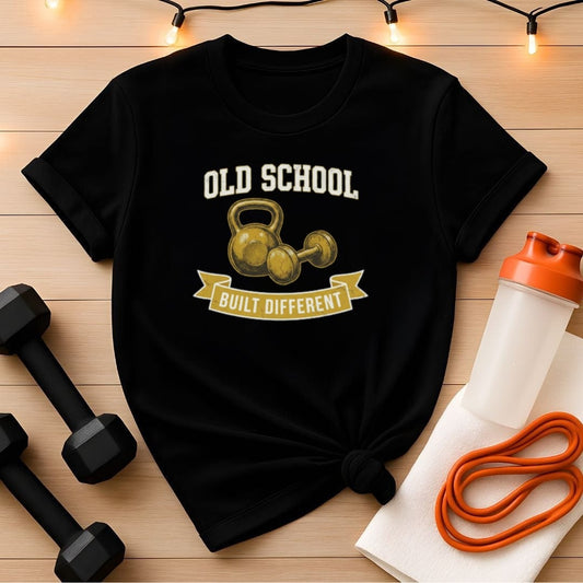 Old School Built Different Kettlebell Gym T-Shirt