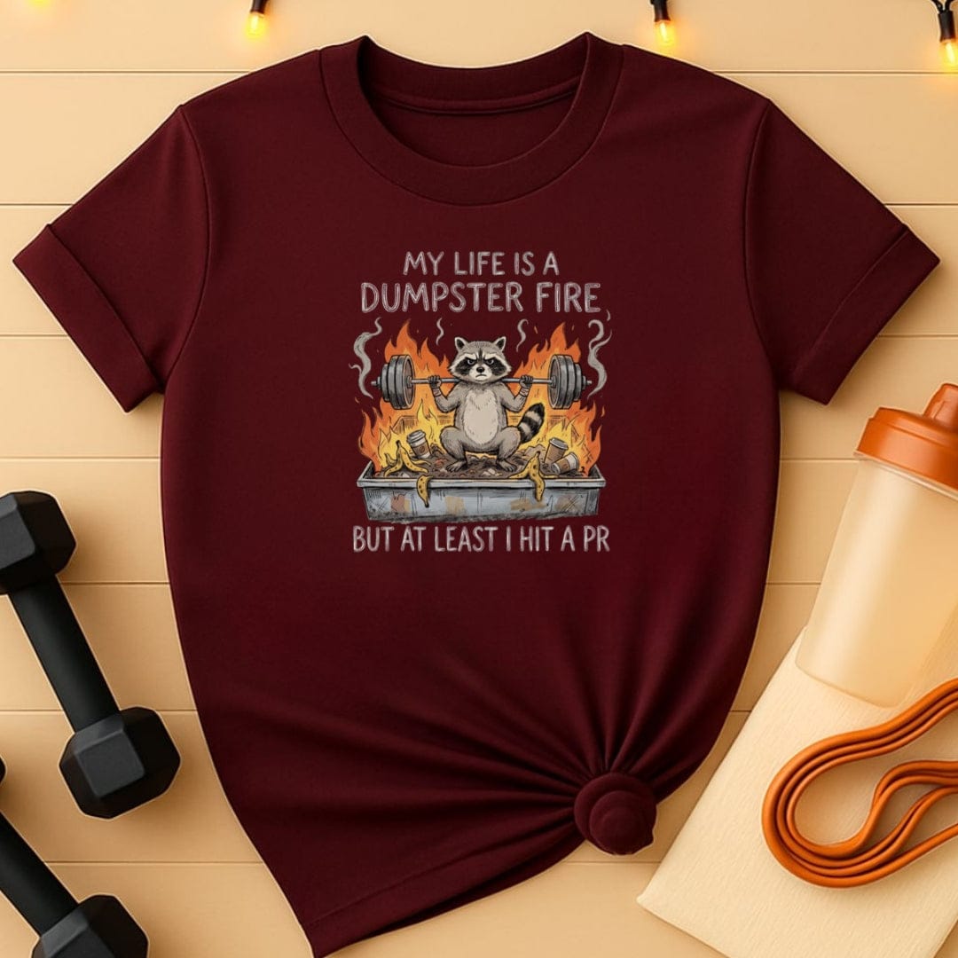 Dumpster Fire Raccoon Gym T-Shirt
