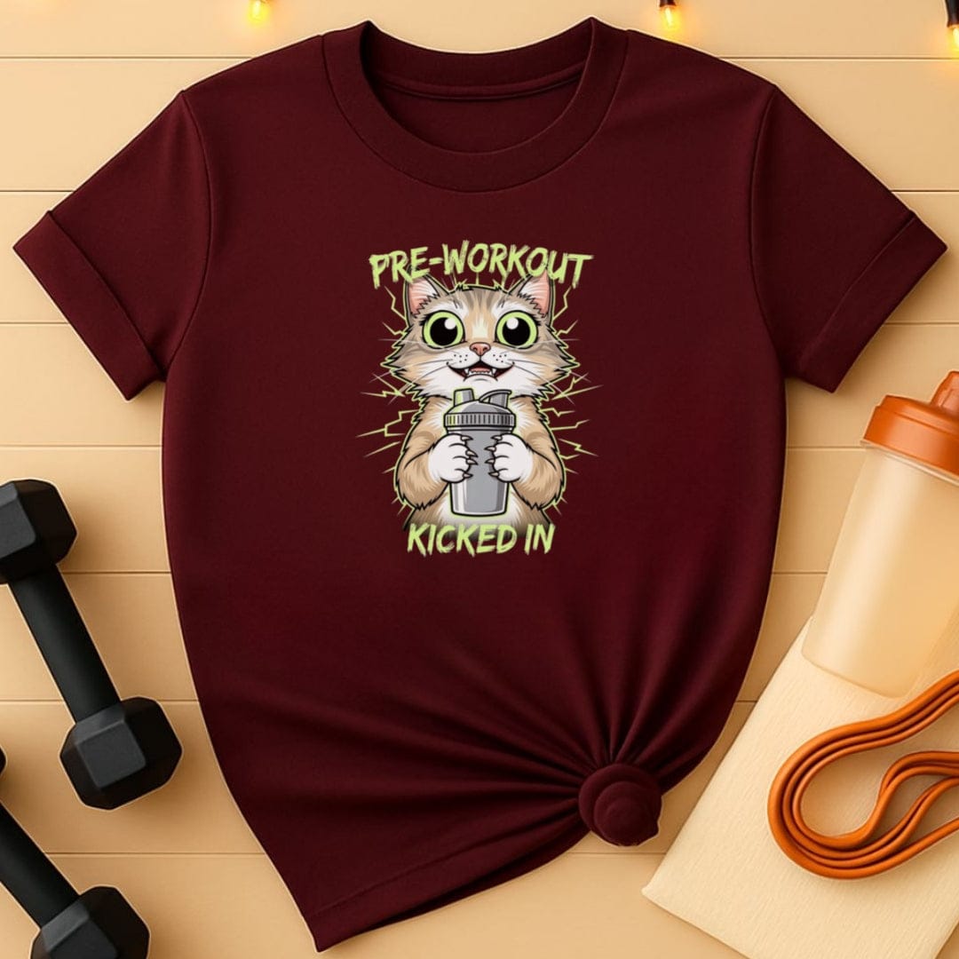 Pre-Workout Kicked-In Cat T-Shirt