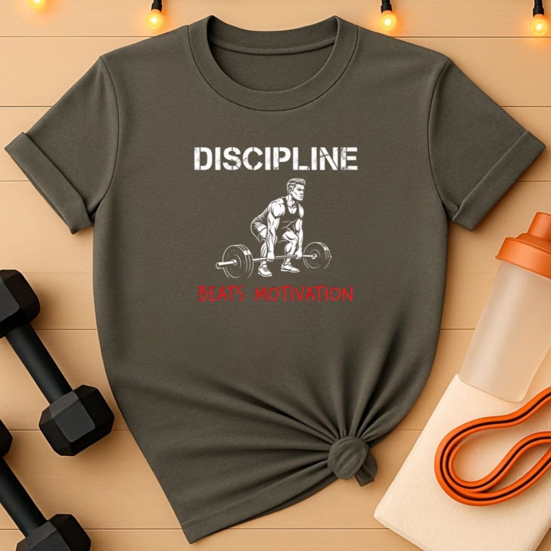 Discipline Beats Motivation Men's Deadlift T-Shirt