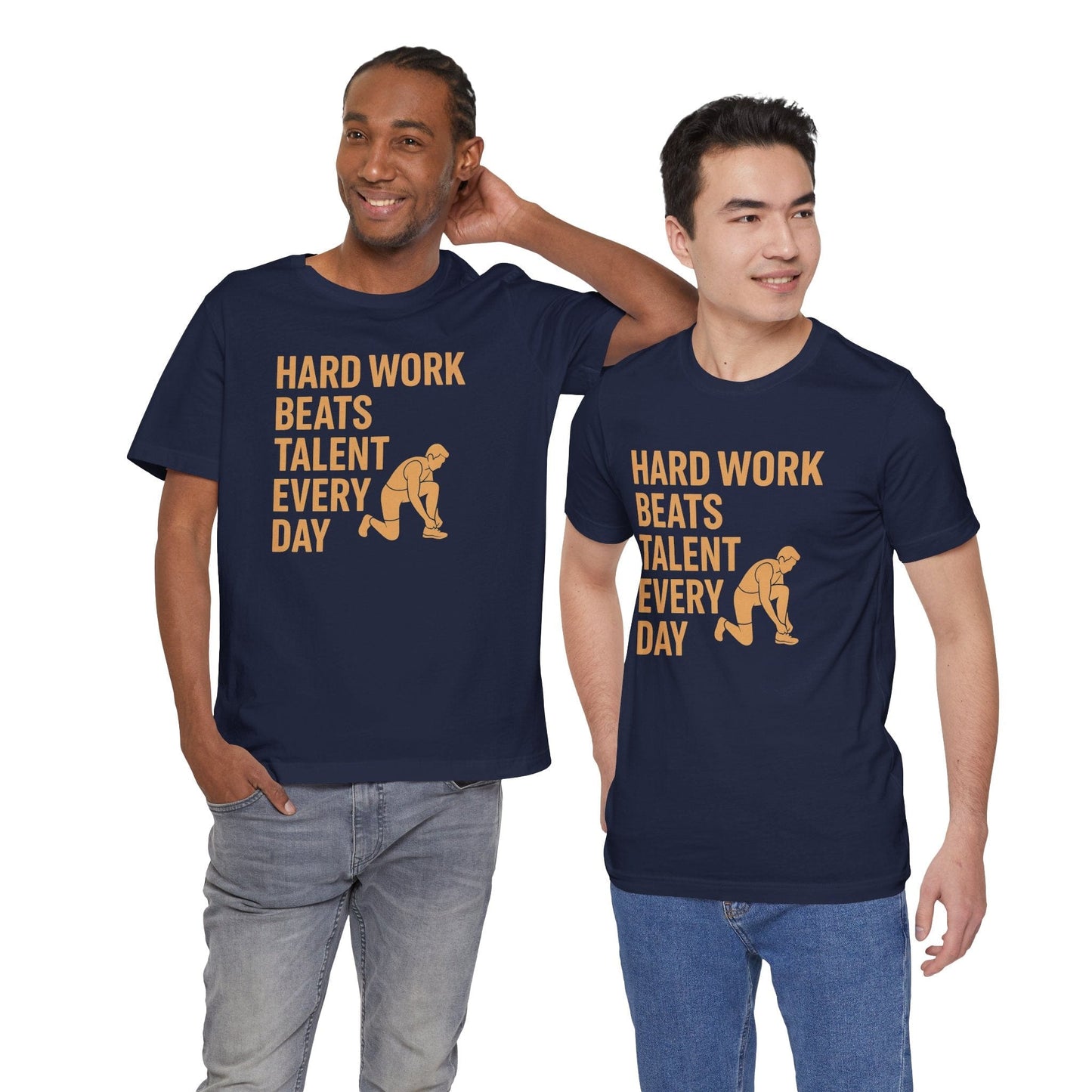 Hard Work Beats Talent Shirt – Grit-Fueled Male Runner Tee