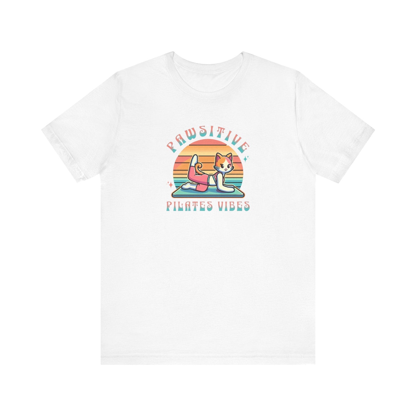 Pawsitive Pilates Vibes Cat T-Shirt – Retro Cute Tee
