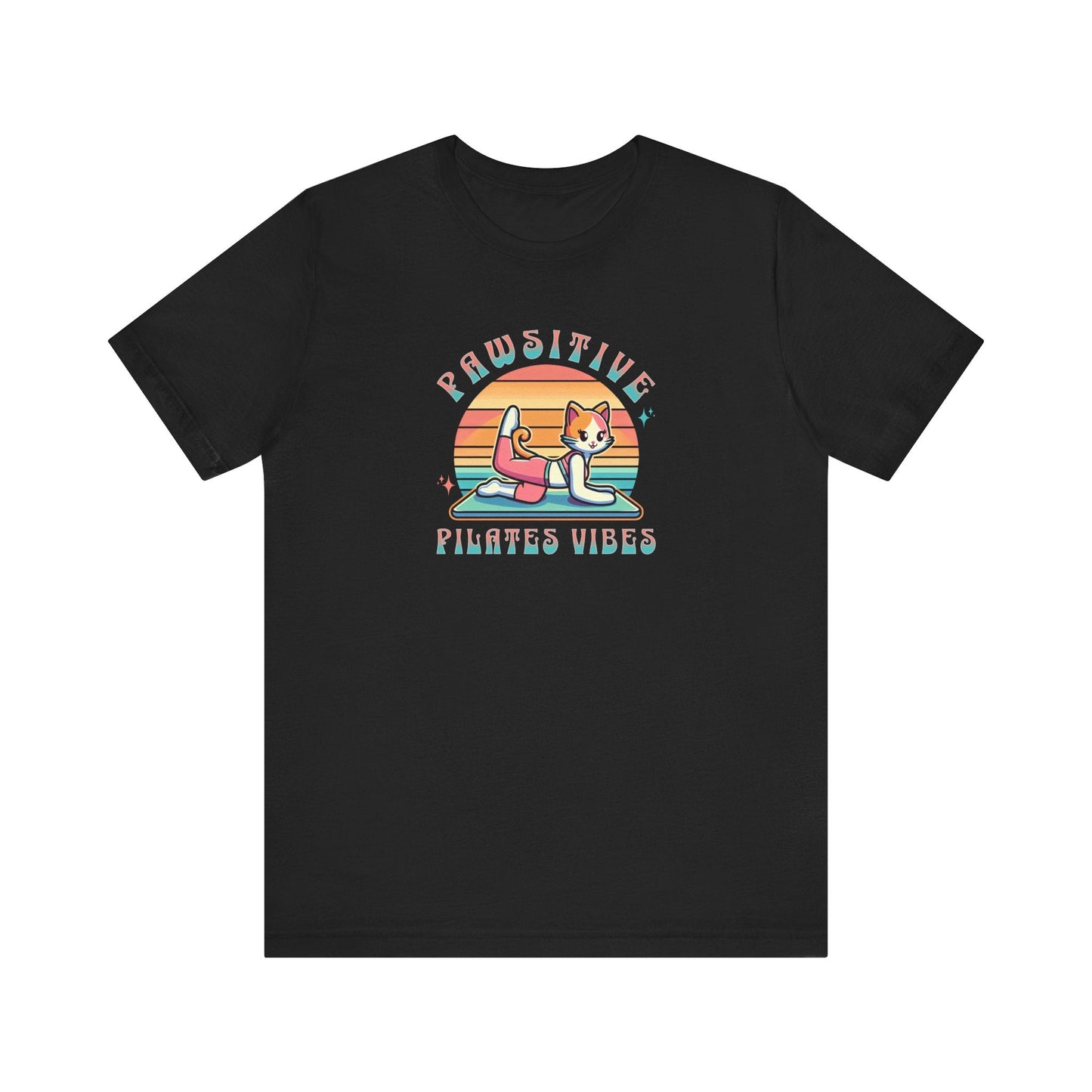 Pawsitive Pilates Vibes Cat T-Shirt – Retro Cute Tee