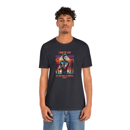 I Run to Live – First Rule of Survival | Male Runner Graphic Tee
