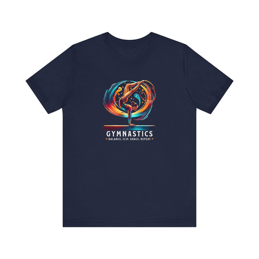 Cosmic Gymnastics Tee – Balance Beam T-Shirt with Balance, Flip, Grace, Repeat