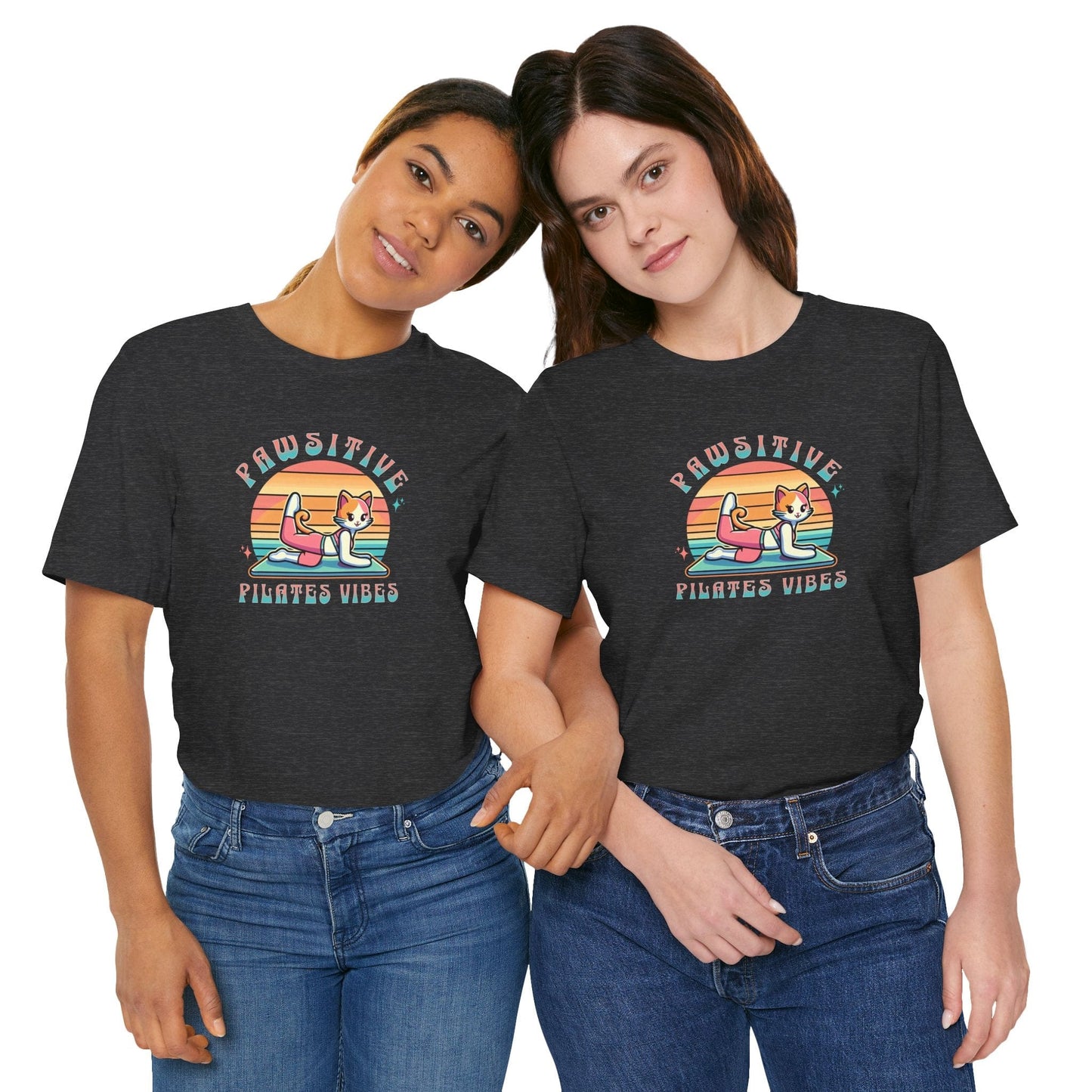 Pawsitive Pilates Vibes Cat T-Shirt – Retro Cute Tee