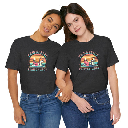Pawsitive Pilates Vibes Cat T-Shirt – Retro Cute Tee
