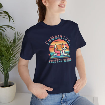 Pawsitive Pilates Vibes Cat T-Shirt – Retro Cute Tee