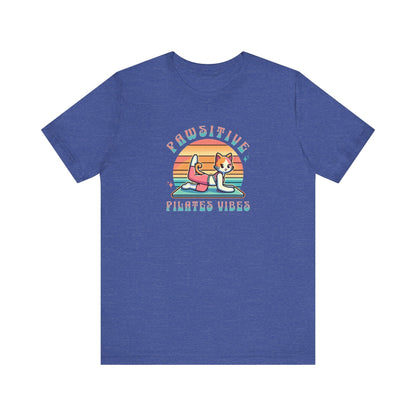 Pawsitive Pilates Vibes Cat T-Shirt – Retro Cute Tee