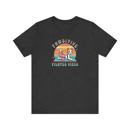 Pawsitive Pilates Vibes Cat T-Shirt – Retro Cute Tee