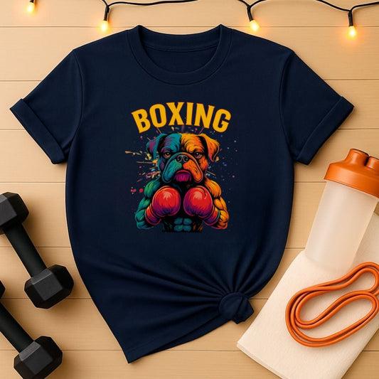 Boxing Bulldog Unisex Tee - Colorful Dog Fighter Gym Shirt