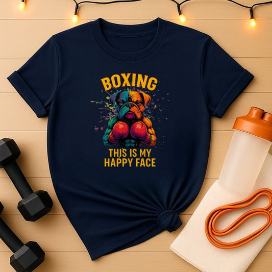 Boxing Bulldog Unisex Tee - Funny Happy Face Gym Shirt