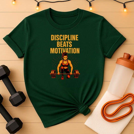 Discipline Beats Motivation Female Lifter T-Shirt