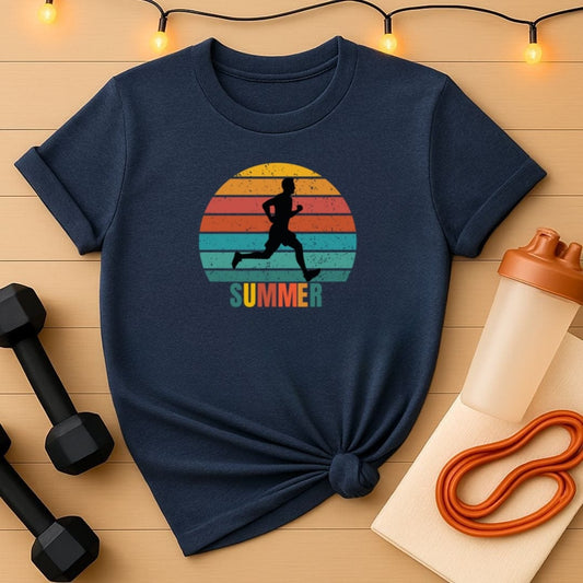 Retro Summer Runner T-Shirt - Vintage Sunset