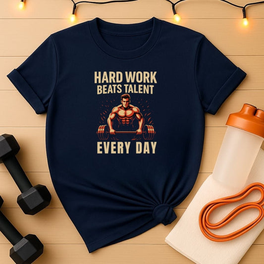 Hard Work Beats Talent Shirt – Motivational Powerlifting Tee