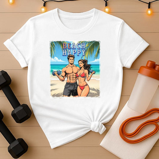 Beach Happy Couple Shirt - Be Happy in Love & Fitness