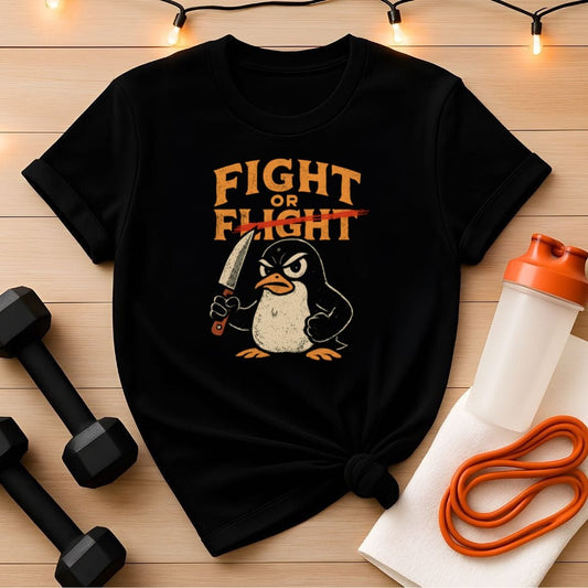 Fight or Flight Shirt - Angry Penguin with Knife