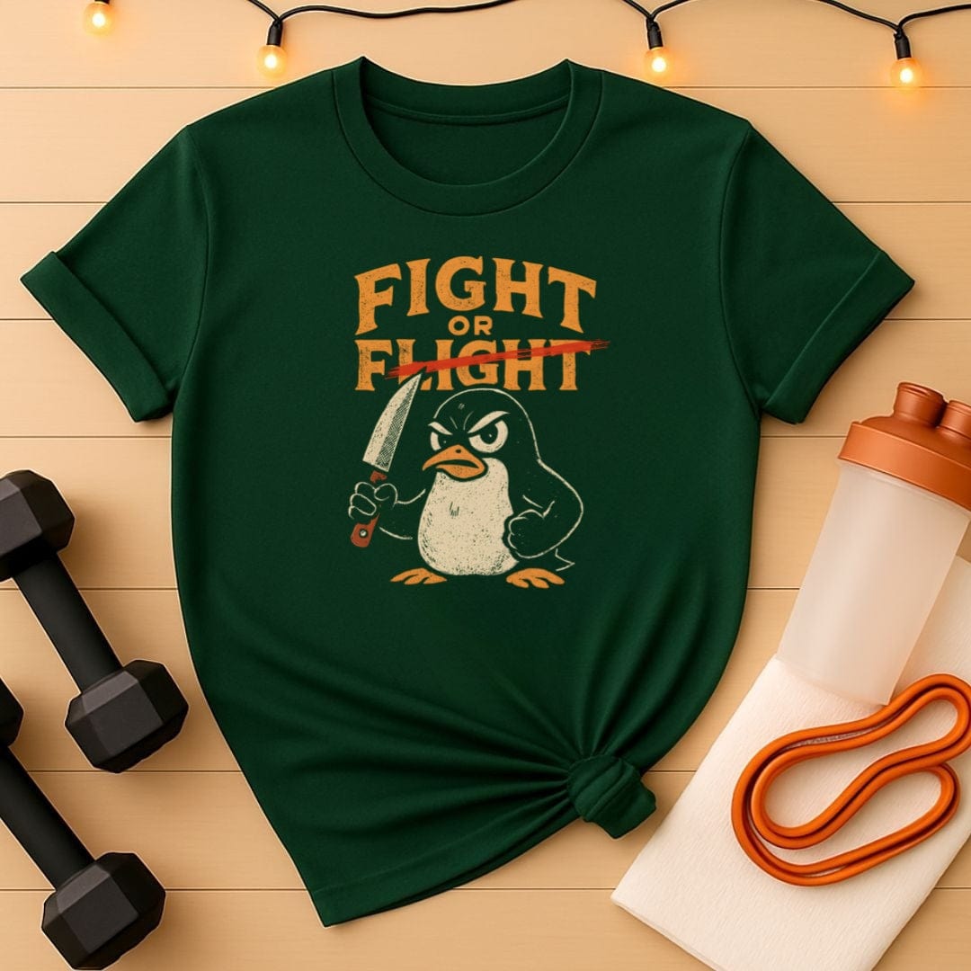 Fight or Flight Shirt - Angry Penguin with Knife