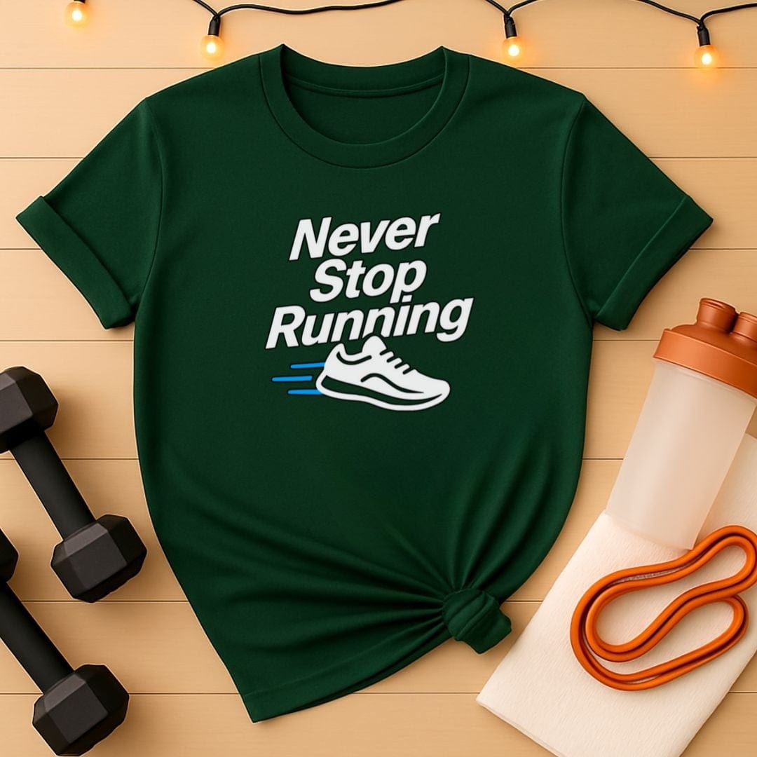 Never Stop Running T-Shirt - Motivational Runner Tee