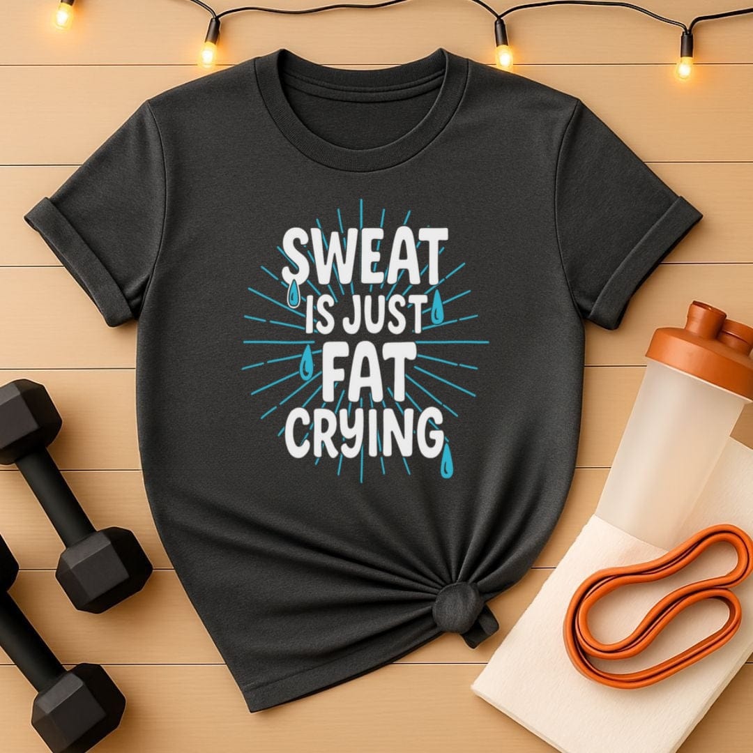Sweat Is Just Fat Crying T-Shirt - Funny Gym Motivation Tee