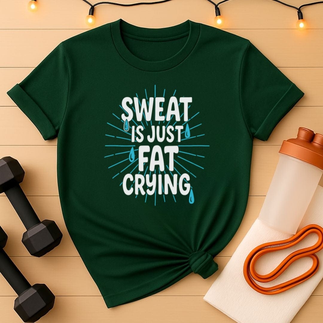 Sweat Is Just Fat Crying T-Shirt - Funny Gym Motivation Tee