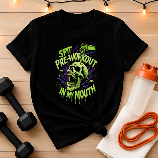 Get Some Pre-Workout Gym T-Shirt - Twisted Neon Green Skull