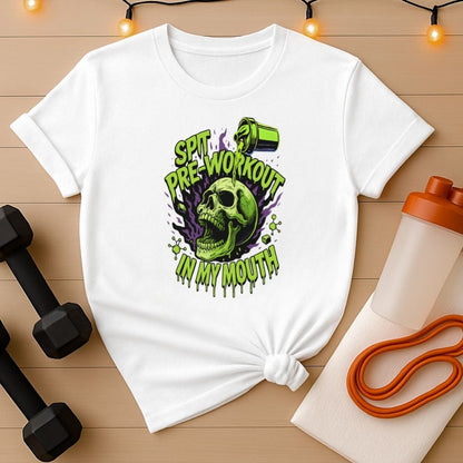 Get Some Pre-Workout Gym T-Shirt - Twisted Neon Green Skull