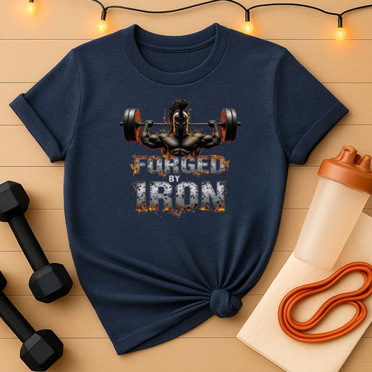 Forged by Iron Spartan Powerlifting Men's Gym T-Shirt