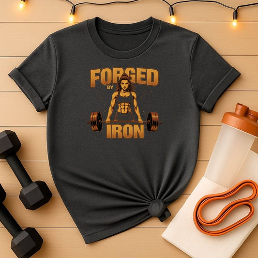 Forged by Iron Gym Tee - Women's Powerlifting Motivational T-Shirt