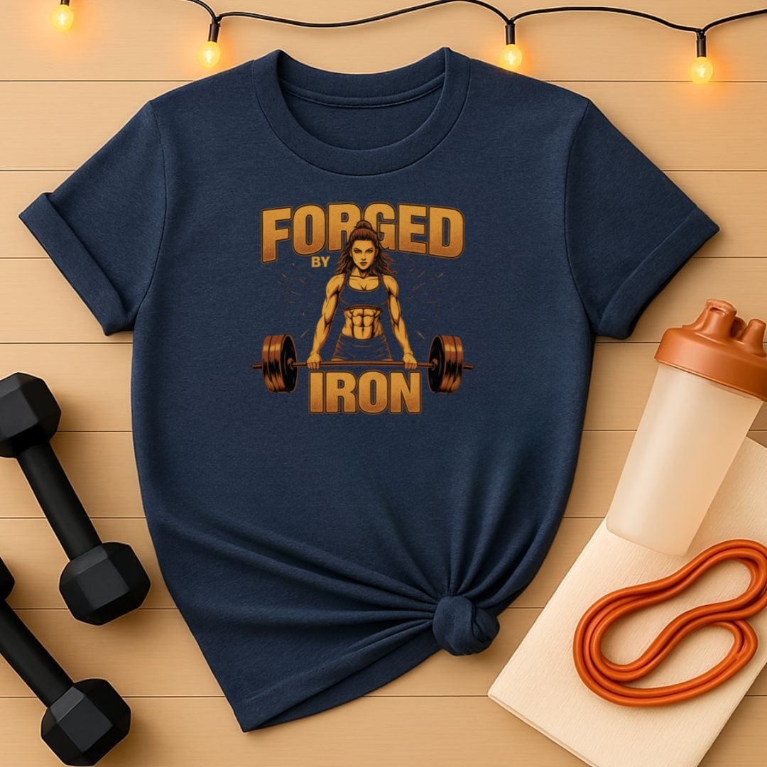 Forged by Iron Gym Tee - Women's Powerlifting Motivational T-Shirt