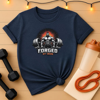 Forged by Iron Tee - Men's Powerlifting Motivational T-Shirt