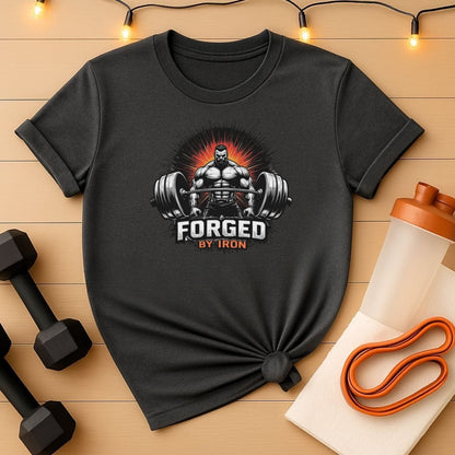 Forged by Iron Tee - Men's Powerlifting Motivational T-Shirt