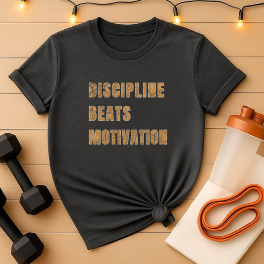 Discipline Beats Motivation T-Shirt – Motivational Gym Tee