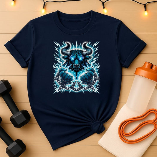 Power Restrained Gym T-Shirt - Chained Electric Minotaur