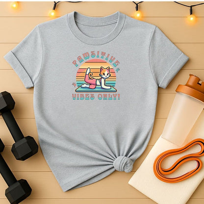 Pawsitive Vibes Only – Cute Animae Cat Gym Tee