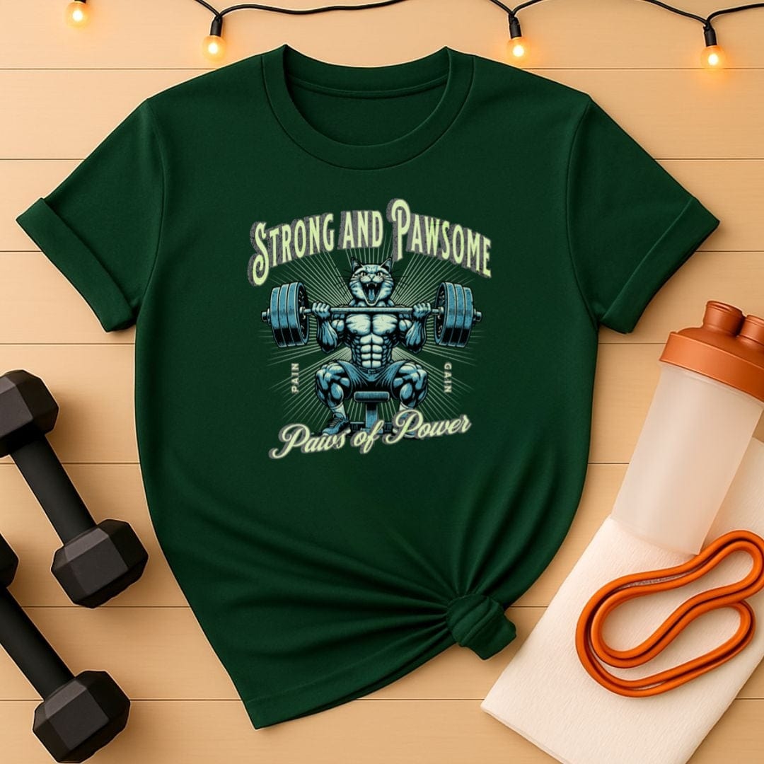 Strong & Pawsome Cat Lifting Tee
