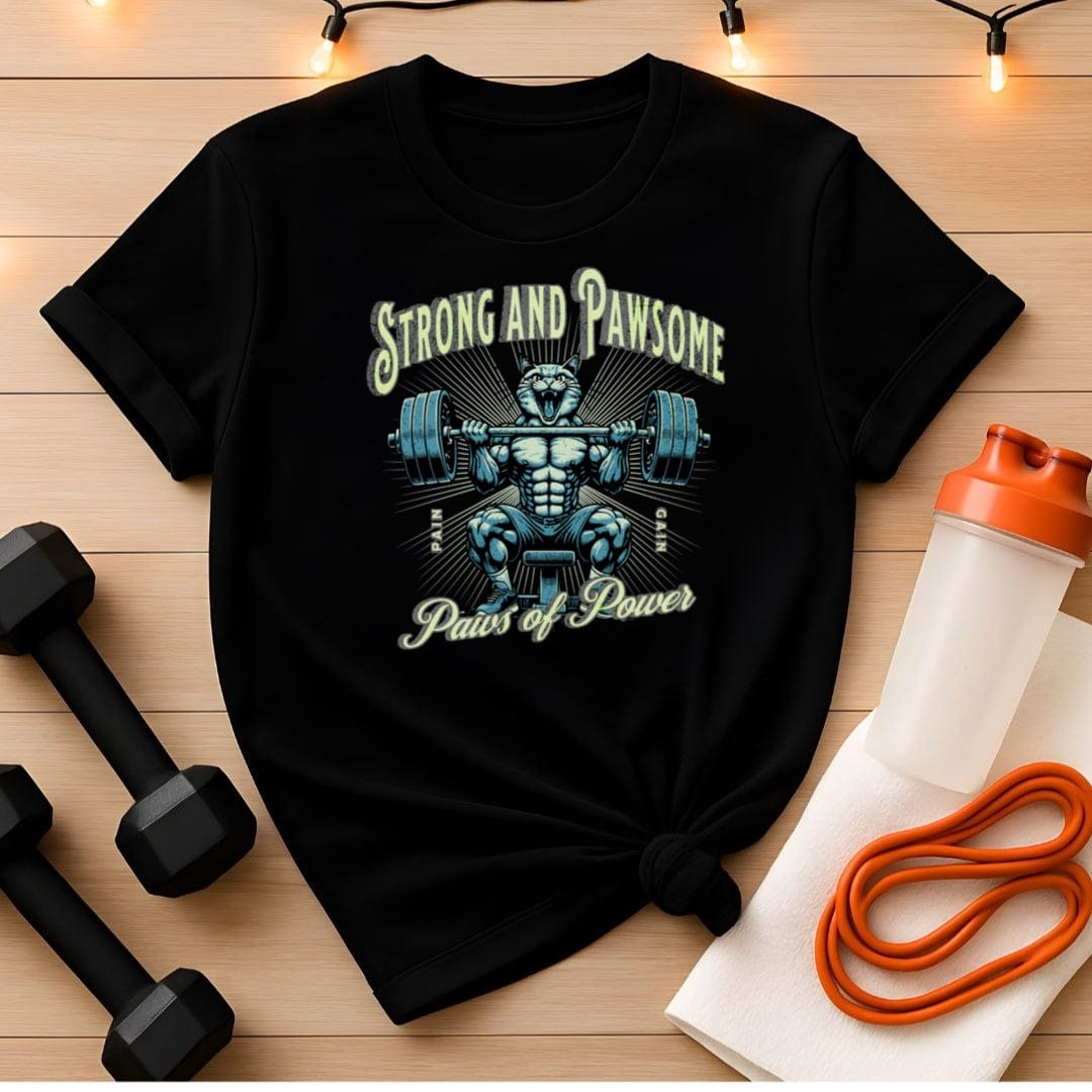 Strong & Pawsome Cat Lifting Tee