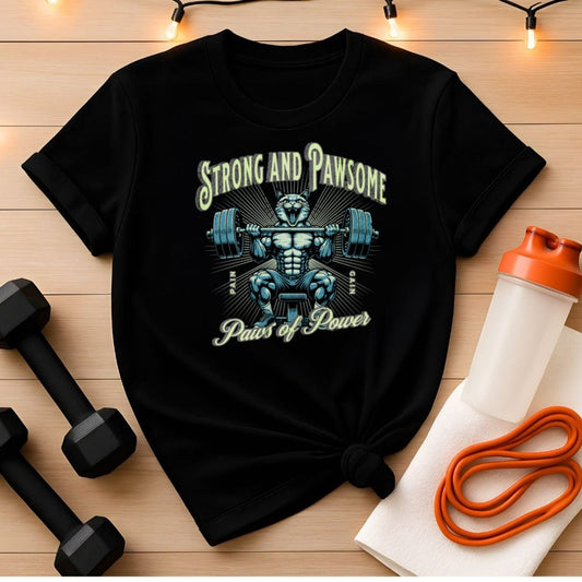 Strong & Pawsome Cat Lifting Tee