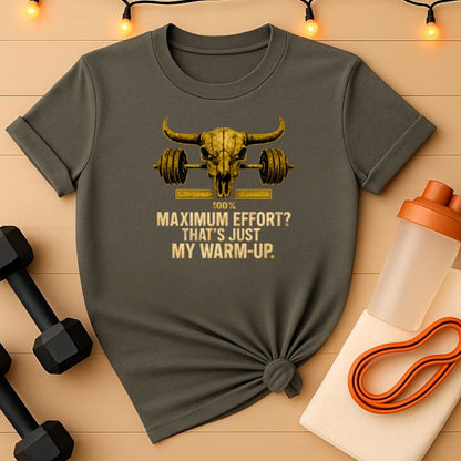 Fierce Bull Skull & Barbell Gym Shirt - Maximum Effort